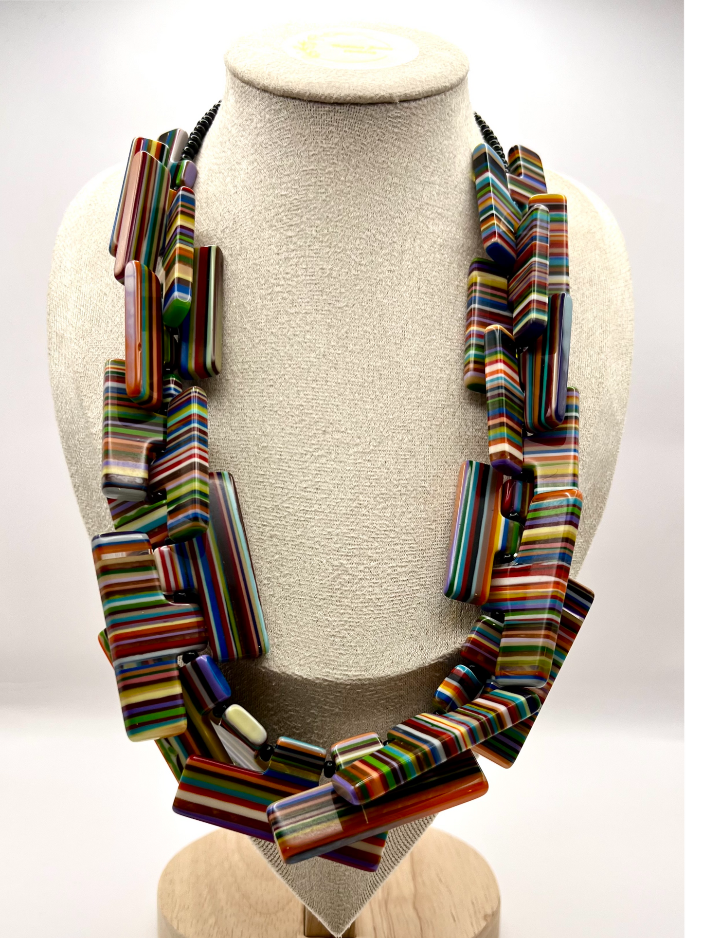 Sobral Pop Art Neoconcretismo Multi Stripe Lagenlook Statement Necklace - SB7