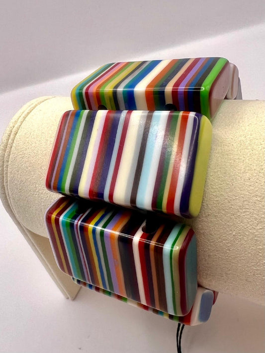 Sobral Pop Art 'Rachel' Multi Stripe Lagenlook Statement Bracelet - 0376