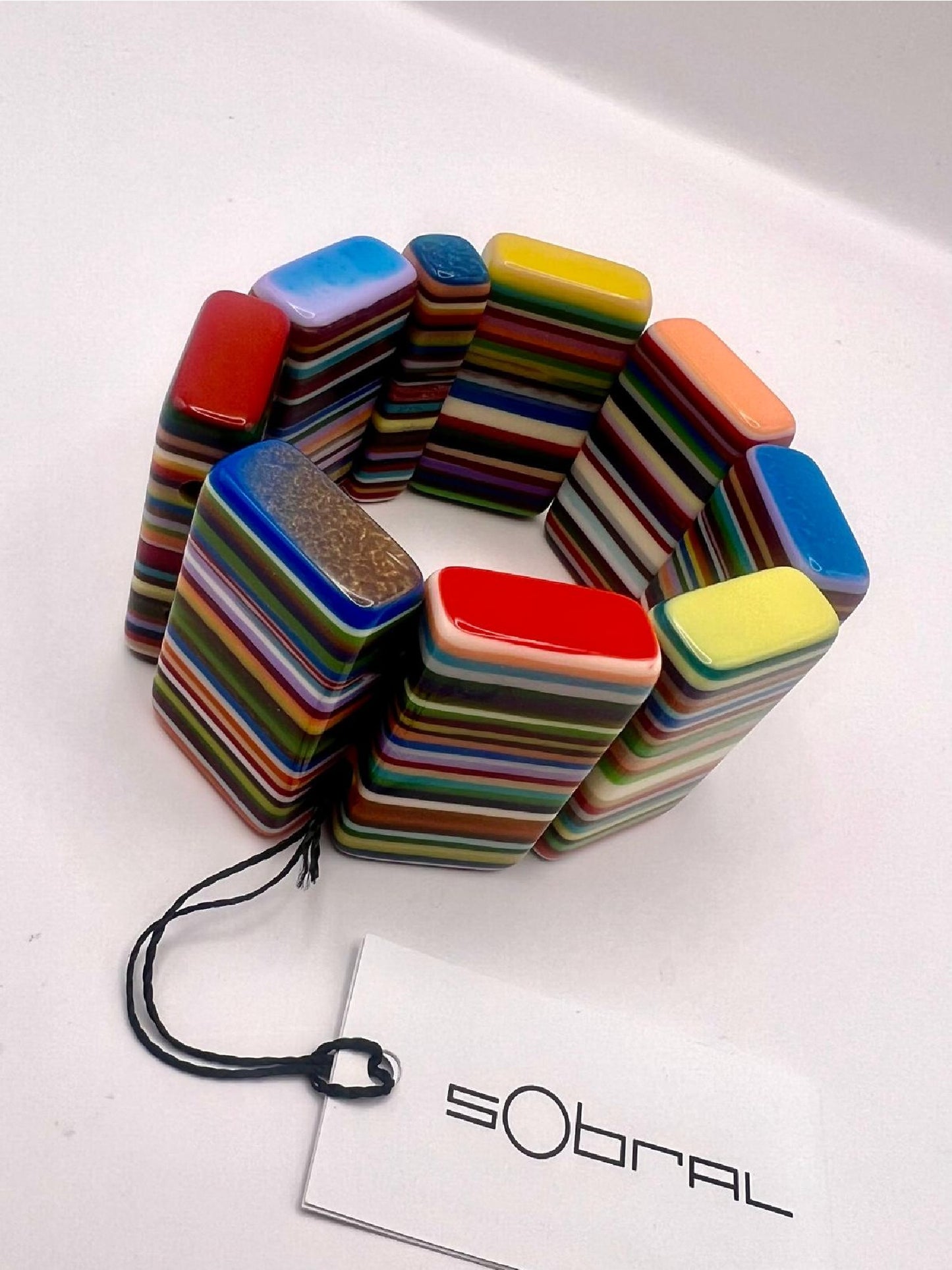 Sobral Pop Art 'Rachel' Multi Stripe Lagenlook Statement Bracelet - 0376