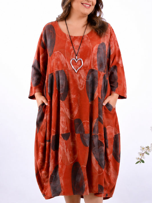 MB Germany Parachute Balloon Arty Lagenlook Dress Cotton Pin cord RUST - B361