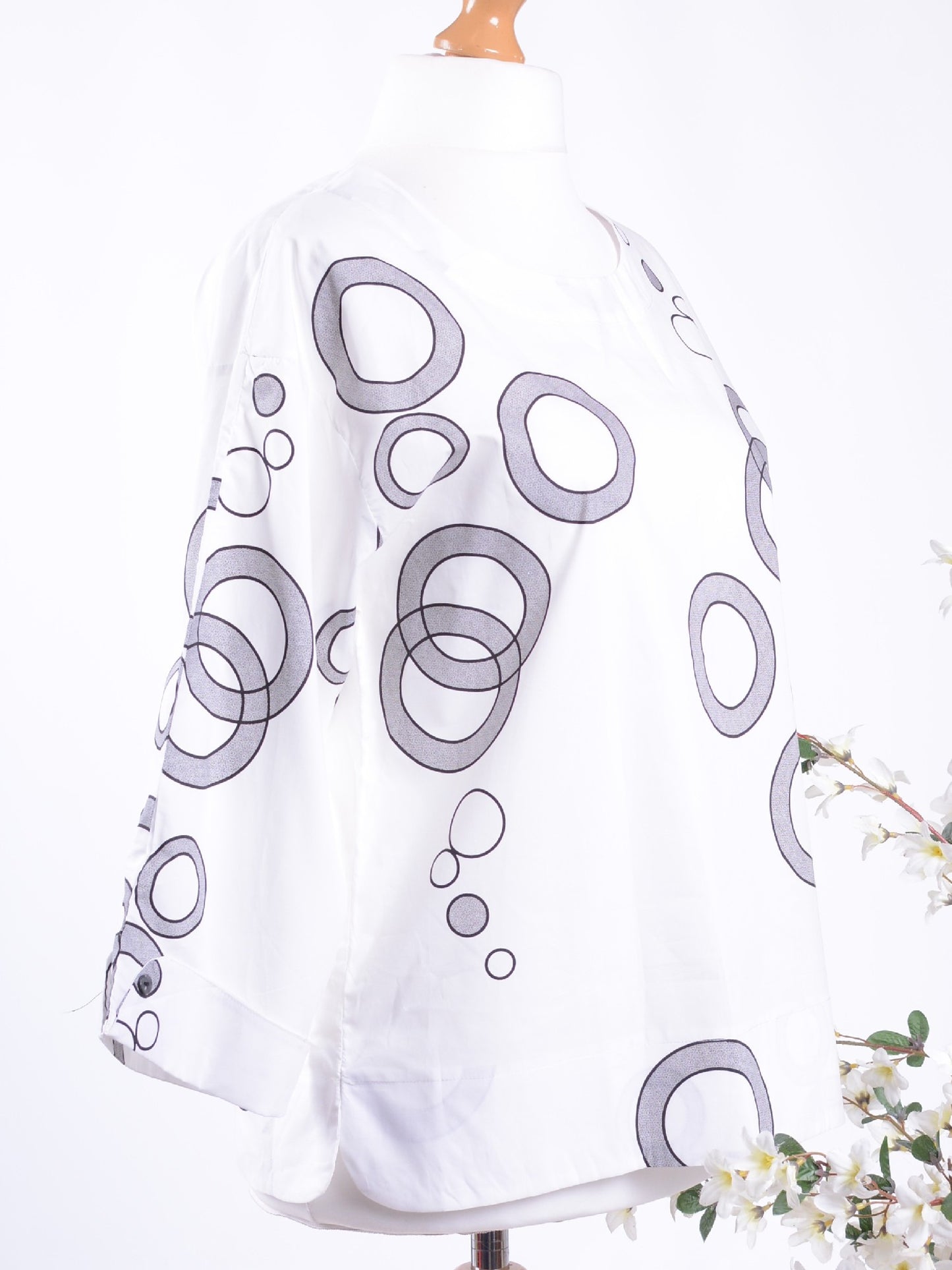 Bella Blue White/Black Lagenlook Tunic S/M - B272