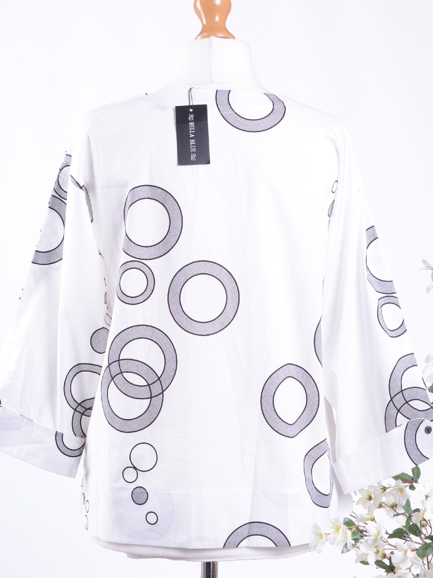 Bella Blue White/Black Lagenlook Tunic S/M - B272